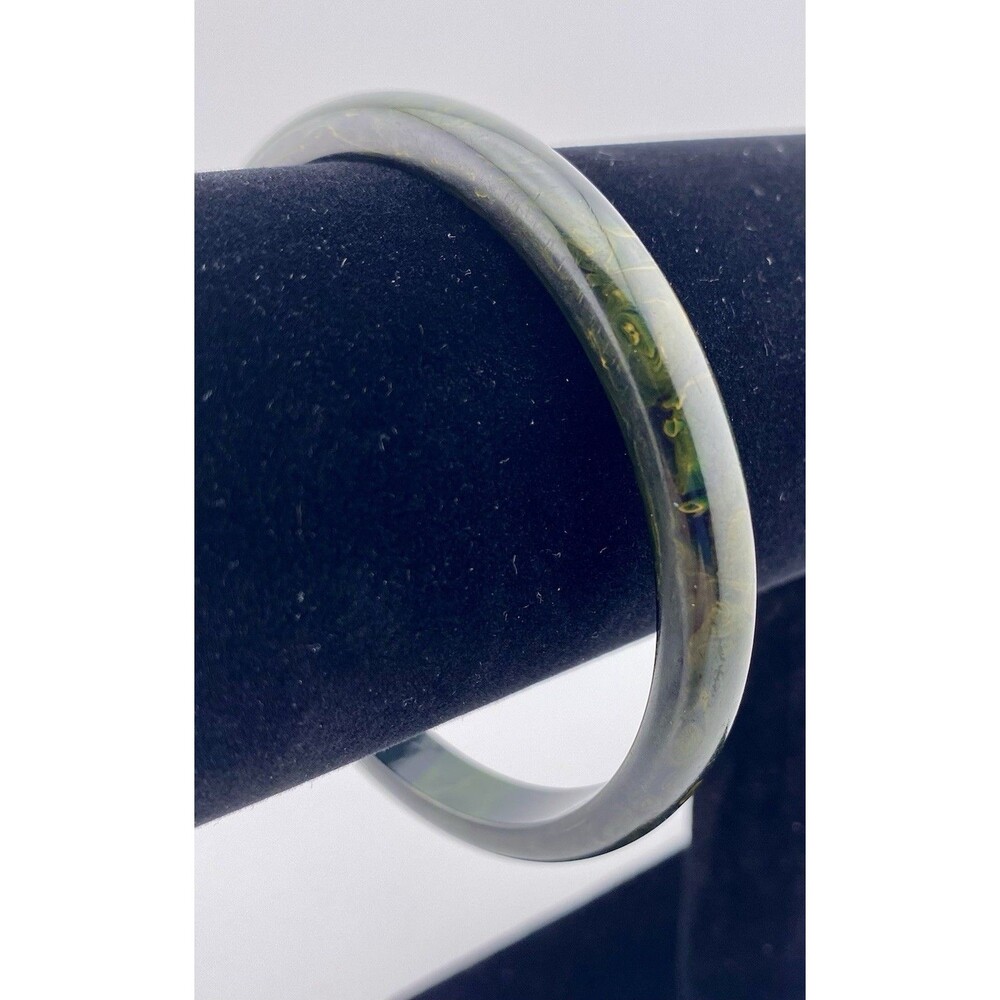 VTG Green Marbled Bakelite Bangle Bracelet, Tested.
